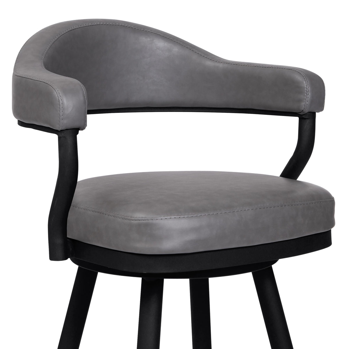 26 Inch Swivel Counter Stool Armchair, Camel, Faux Leather M24233