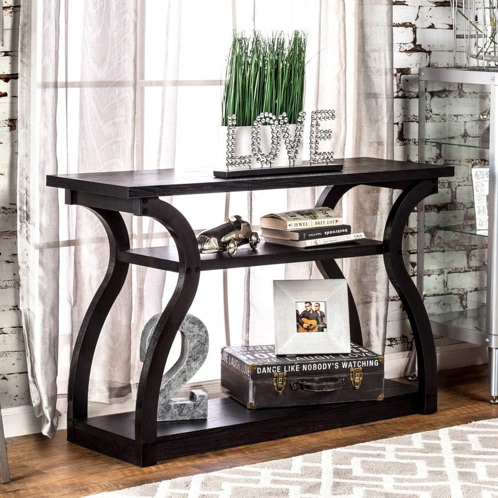 Black 2-Shelf Console Table J1459