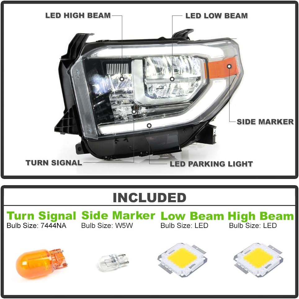 Smoked Chrome Housing LED DRL LED Headlights Headlamps Assembly Pair U7712