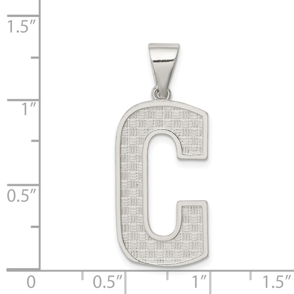 Sterling Silver Letter C Initial Charm Pendant with Rope Chain Necklace 20'' P53151