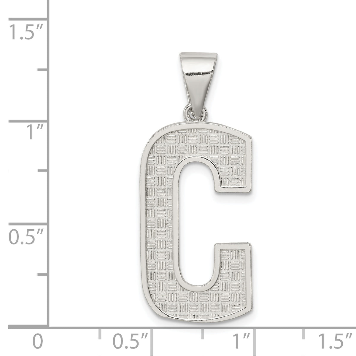 Sterling Silver Letter C Initial Charm Pendant with Rope Chain Necklace 20'' P53151