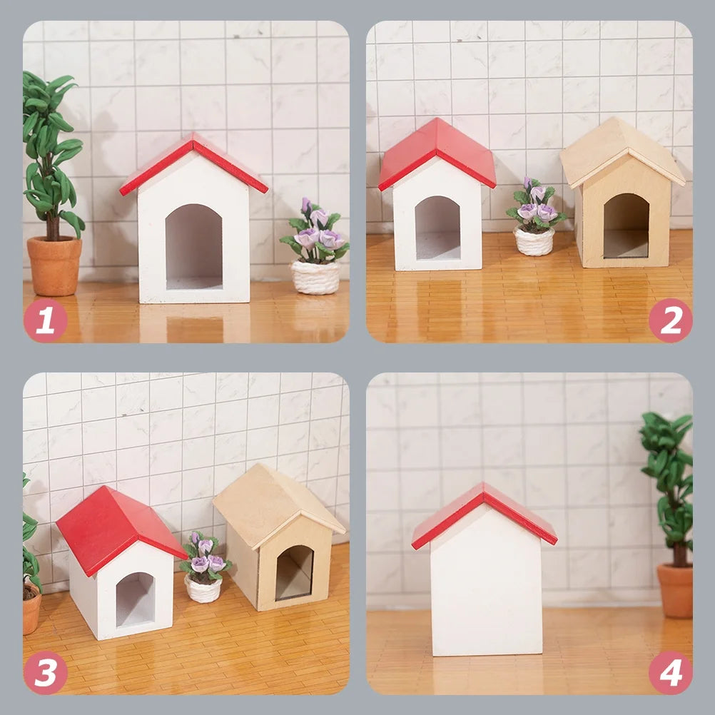 Wooden Hut Cage Model House Furniture Accessory P73307