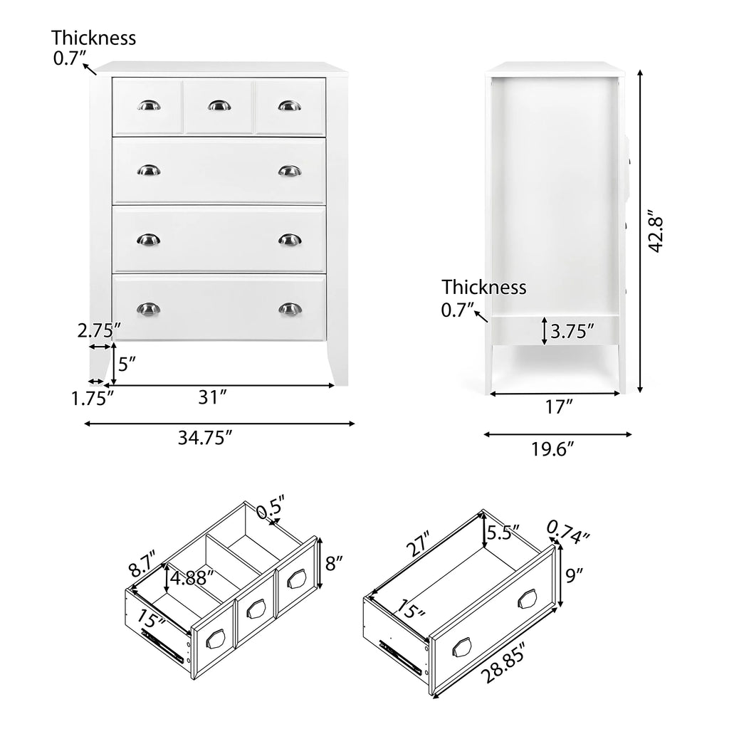 White 4 Drawer Faux Wood Dresser B921228