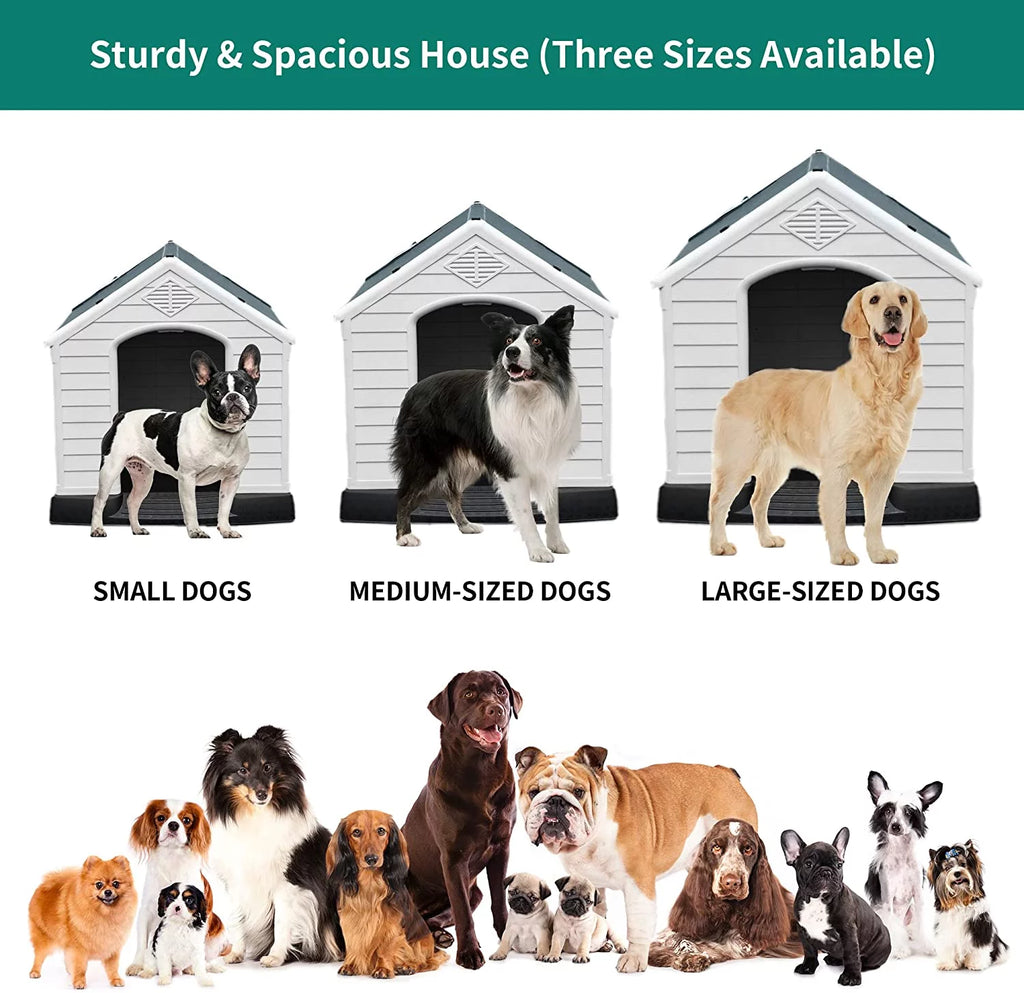 Large Plastic Dog House with Air Vents and Elevated Floor T90189