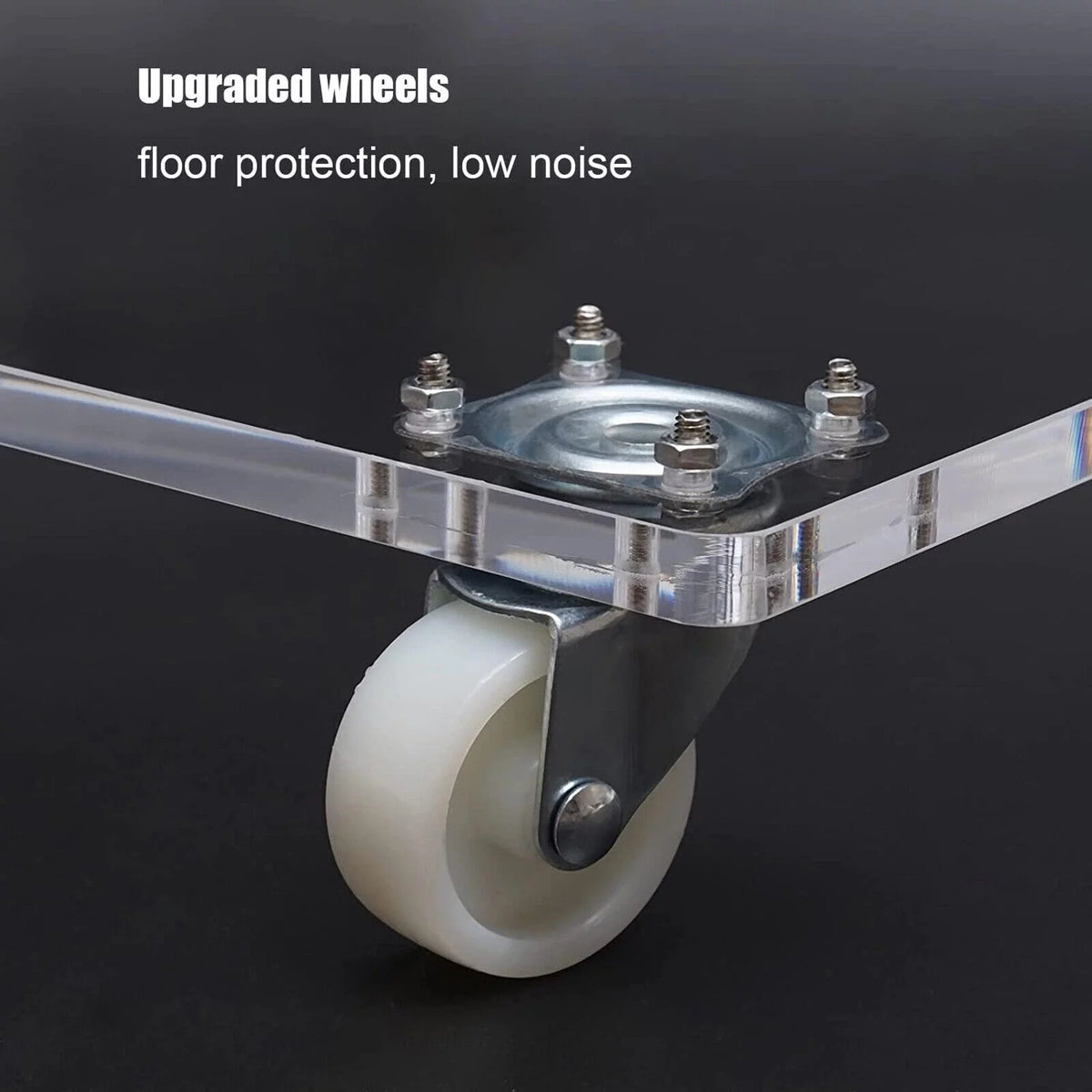 Clear Acrylic C-Shaped Bedside Table on Wheels N934452