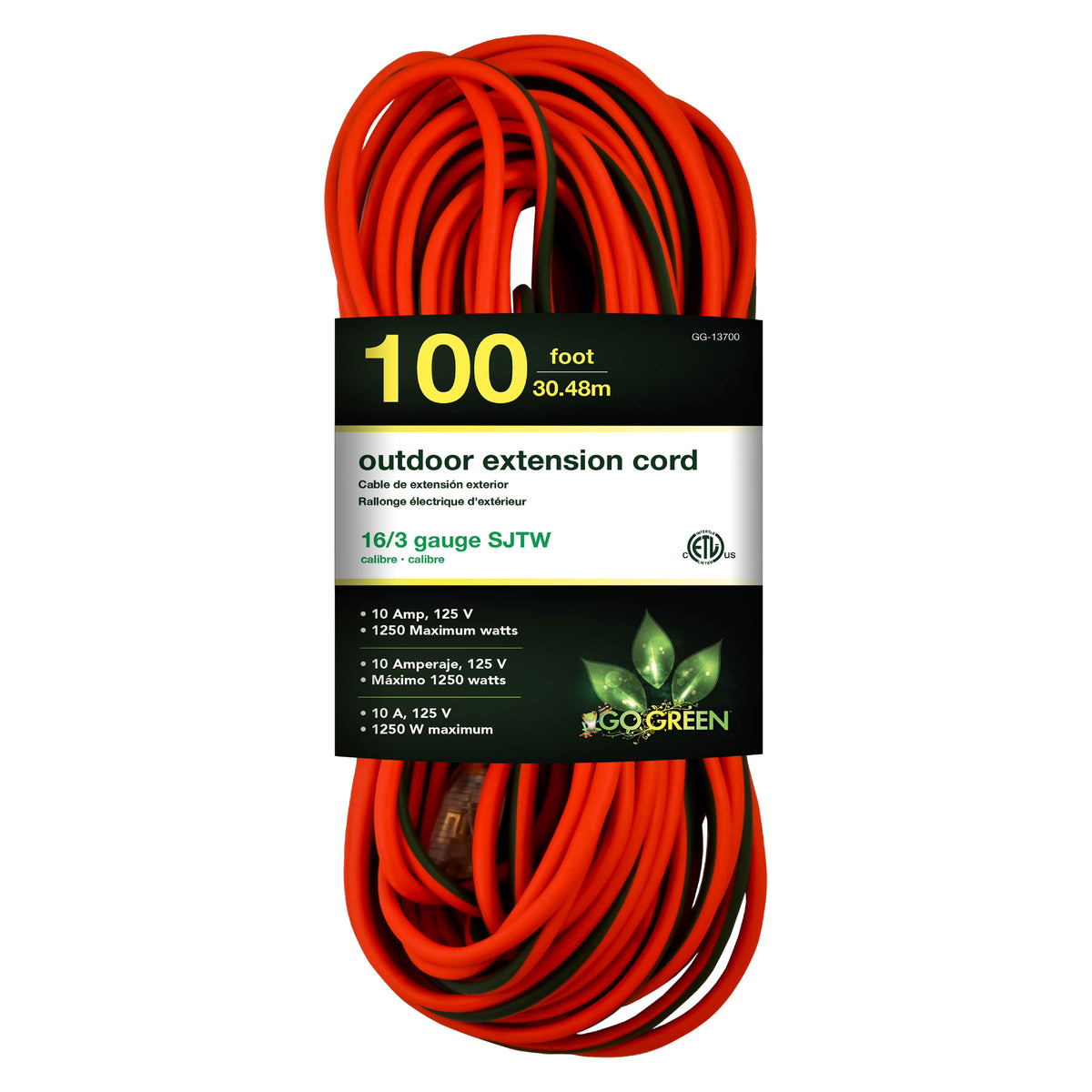 16/3 100 Ft SJTW Outdoor Extension Cord with Lighted End N672