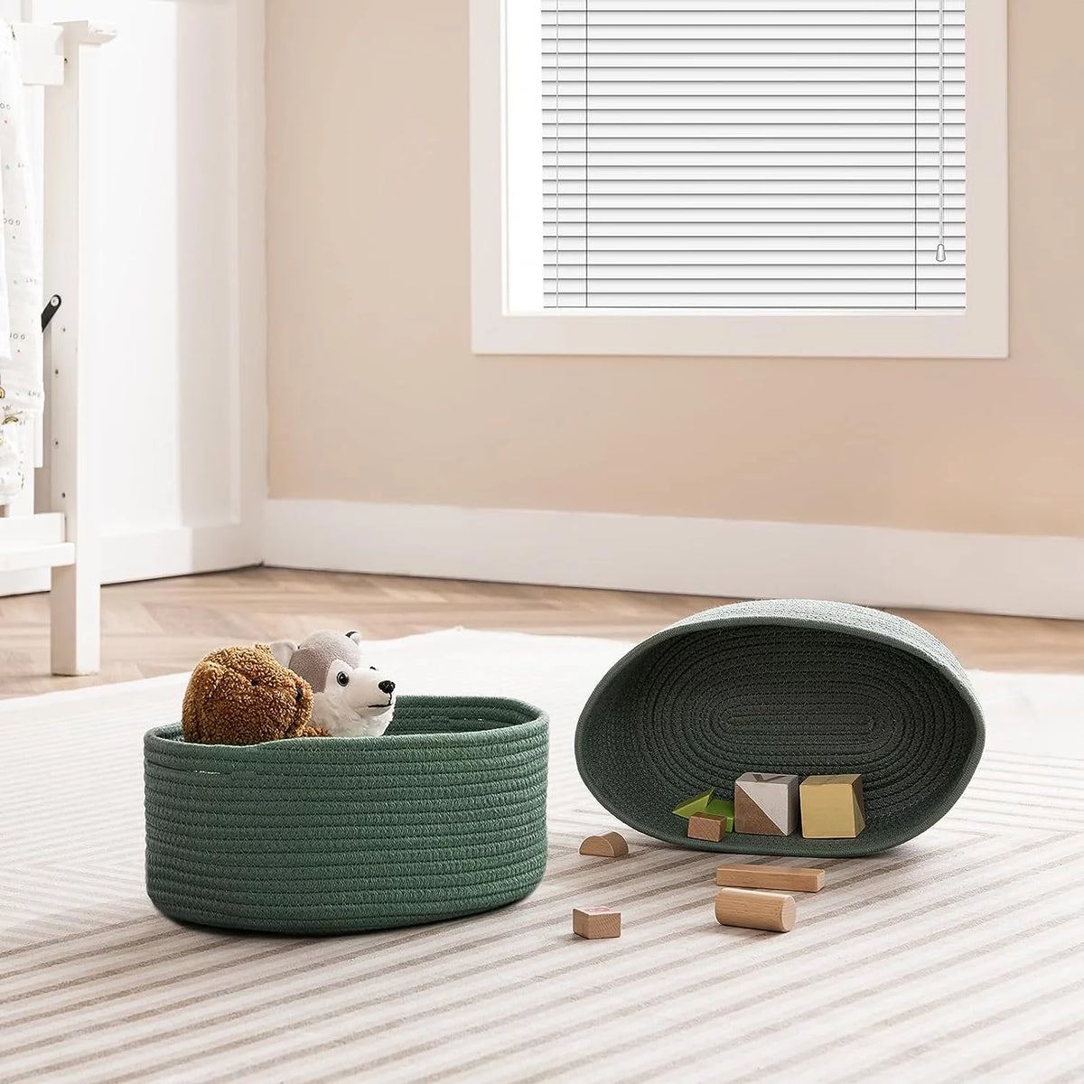 Cotton Rope Storage Baskets with Handles Set of 3 U608372