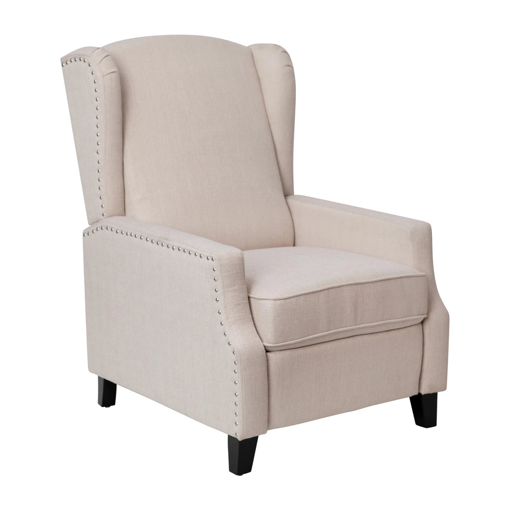 Cream Fabric Wingback Manual Recliner T35963