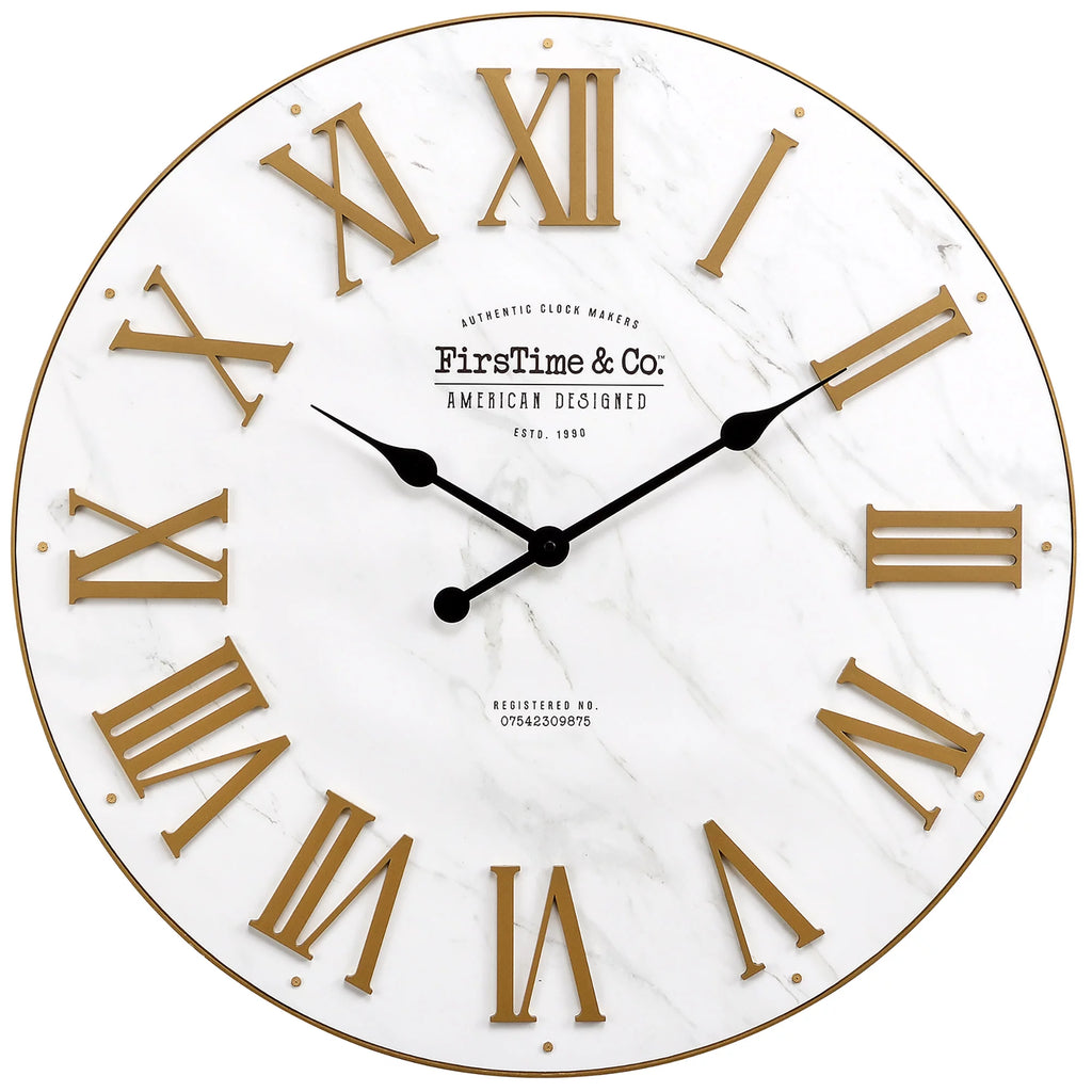 Gold and White Analog Wall Clock Q7944