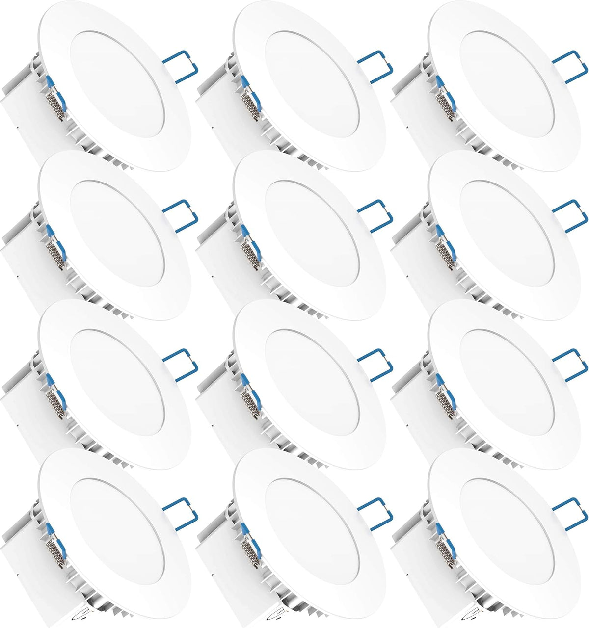 12 Pack 4 Inch Ultra Thin LED Recessed Ceiling Lights, 3000K Warm White, 10W, 650 LM, Dimmable S853704